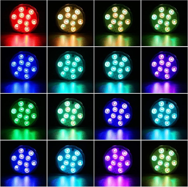 YiaMia أضواء سبوت LED تعمل بالبطارية قابلة للغمر مع جهاز تحكم عن بعد، مصابيح صغيرة مزخرفة لوعاء السمك لقاعدة الأكواريوم، بركة، زفاف، حفلة هالوين (4 عبوات) - Image 4
